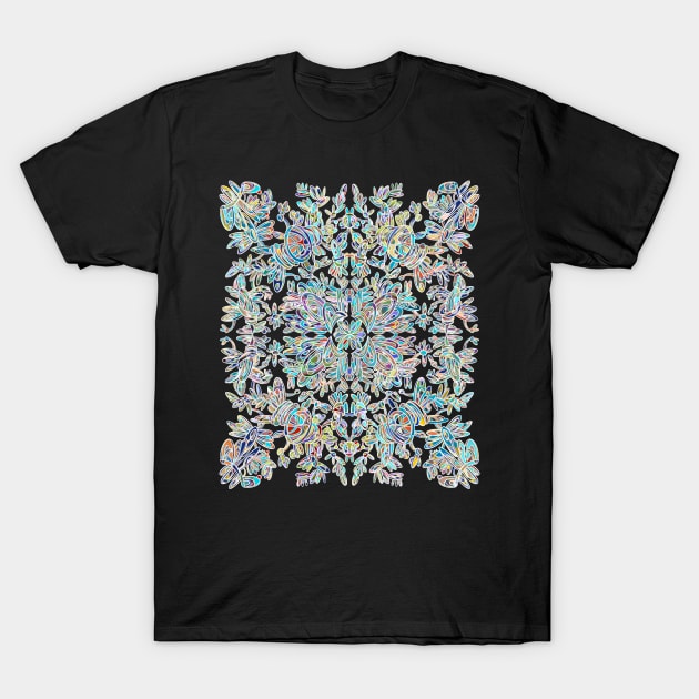 A symmetrical curvy white lined design in stained glass coloring T-Shirt by DaveDanchuk